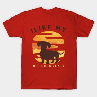 I Like My Chiweenie and Maybe 3 People Chihuahua Dachshund Retro Gift for Dog Lover T-Shirt